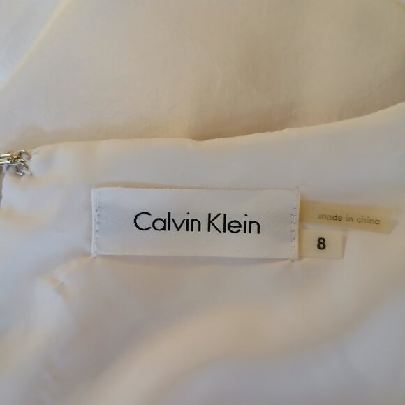 Calvin Klein white and beige 100% silk gown size 8 - Picture 6 of 9
